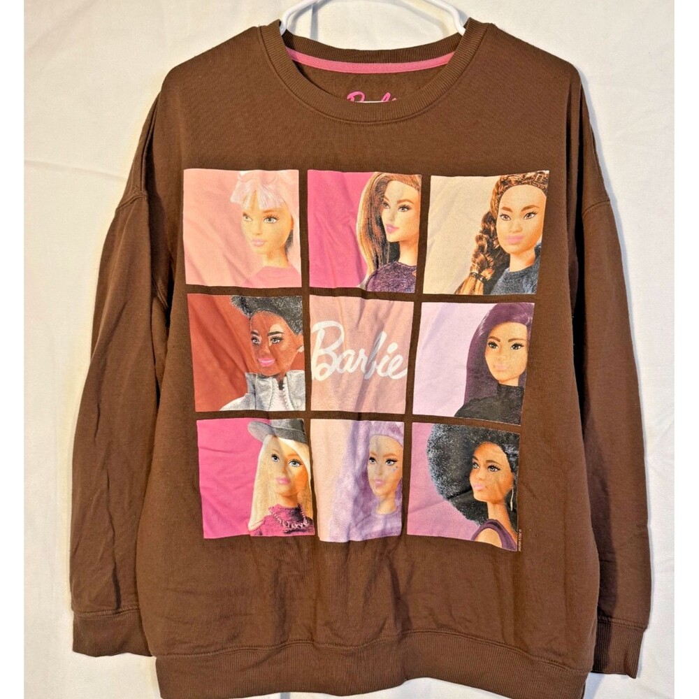 Barbie Sweatshirt Brown Women's Large Kidcore Twee Collectible Indie Coquette